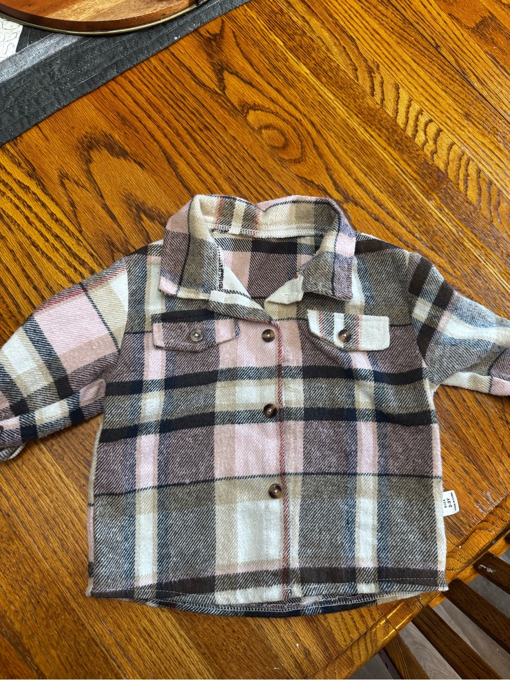 SHEIN Pink Beige Black Plaid Kids Jacket